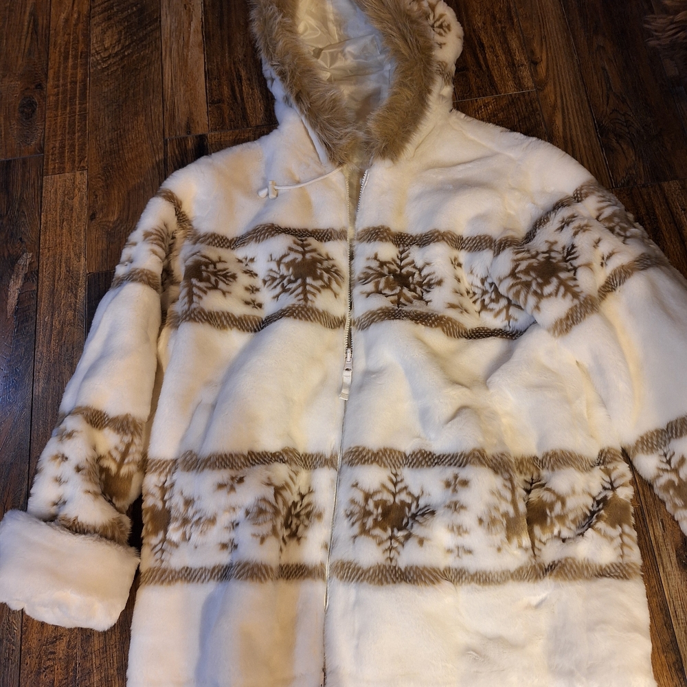 Cream & Tan Fur Coat